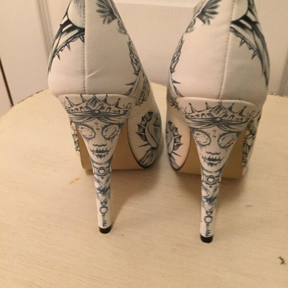 Iron Fist Women's Peep Toe Pump Bonebreaker Key to My Sole Shoes SZ 7 L.A. Woods - Picture 4 of 14